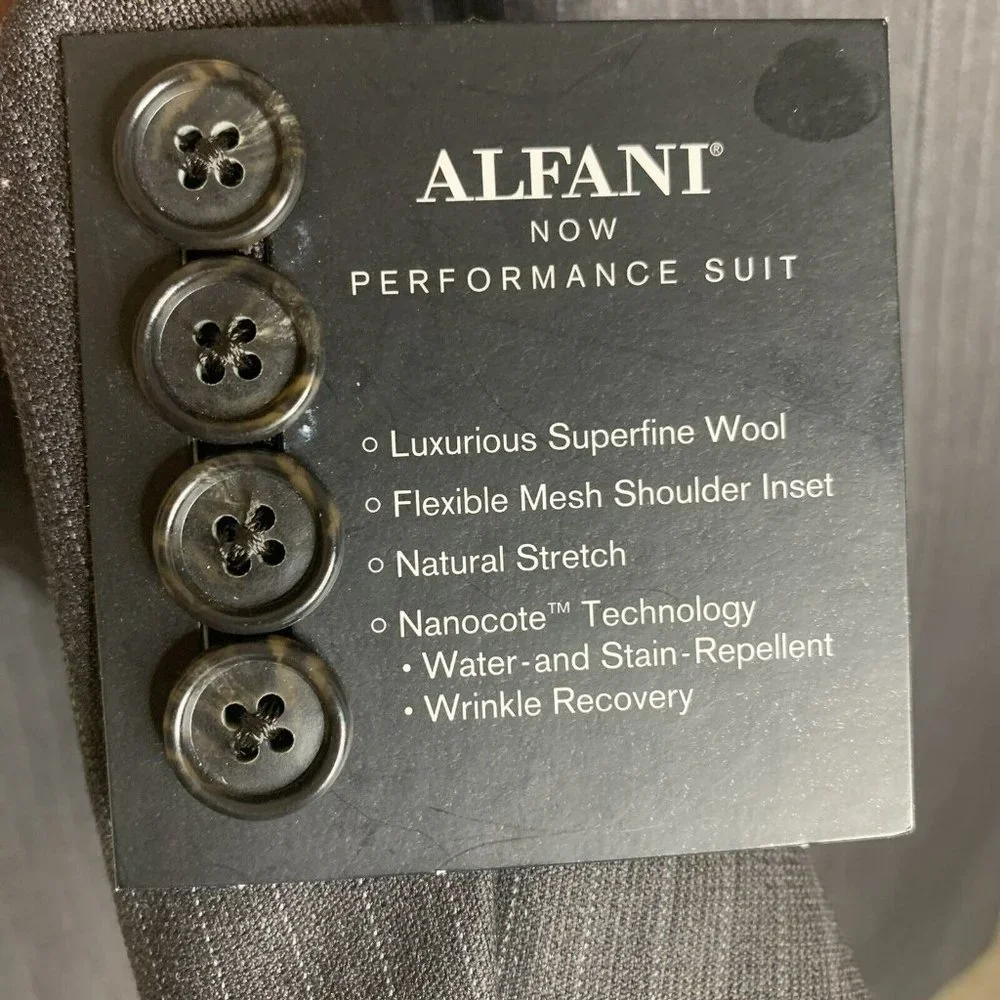 Alfani Men's Stretch Performance Slim-Fit 2 PC Suit 41 R / 34x 30